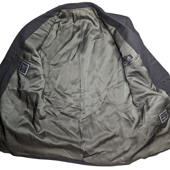 Vtg 1980s Christian Dior Monsieur Gray Wool Pinstriped Two Button Blazer 42 L - Picture 3 of 8